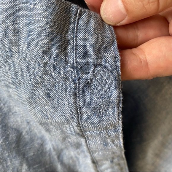 Tommy Bahama Two Palms Blue Chambray Linen Sleeveless Dress | M - Picture 8 of 10